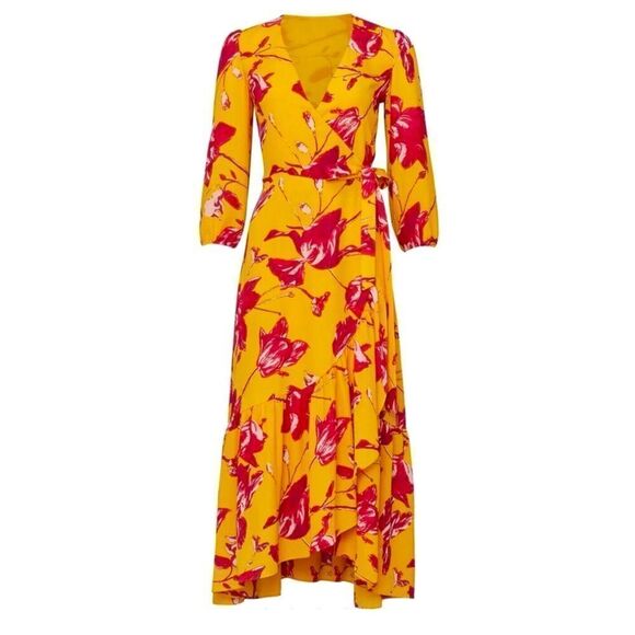 Color Me Courtney RTR Bright Orchid Floral Eleanor Wrap Maxi Dress Sz M - Picture 15 of 16